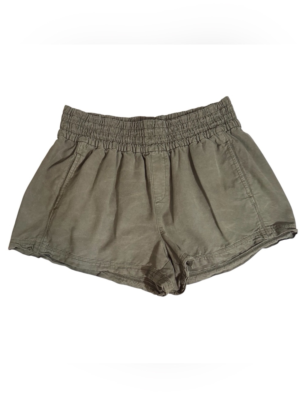Aerie Large Green Pull On Shorts Beach Vacation Boho Casual Pocket High Rise